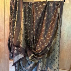 NWT Louis Vittone Monogram Shine Shawl Brown NO BOX